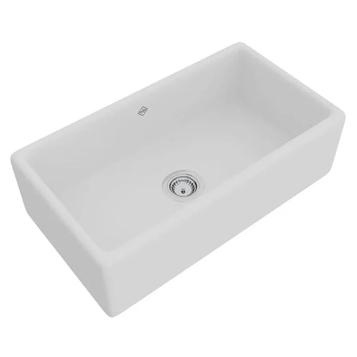 Kitchen Sink Lancaster 33Lx18W Inch 1 Bowls Apron Front 1 Hole White Farmhouse Rectangle Fireclay