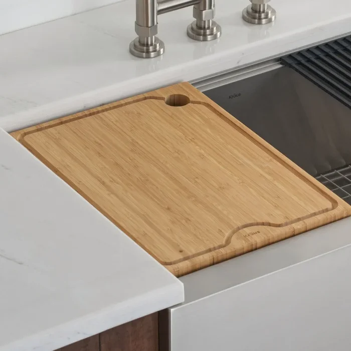 KRAUS Workstation Kitchen Sink Solid Bamboo Cutting Board