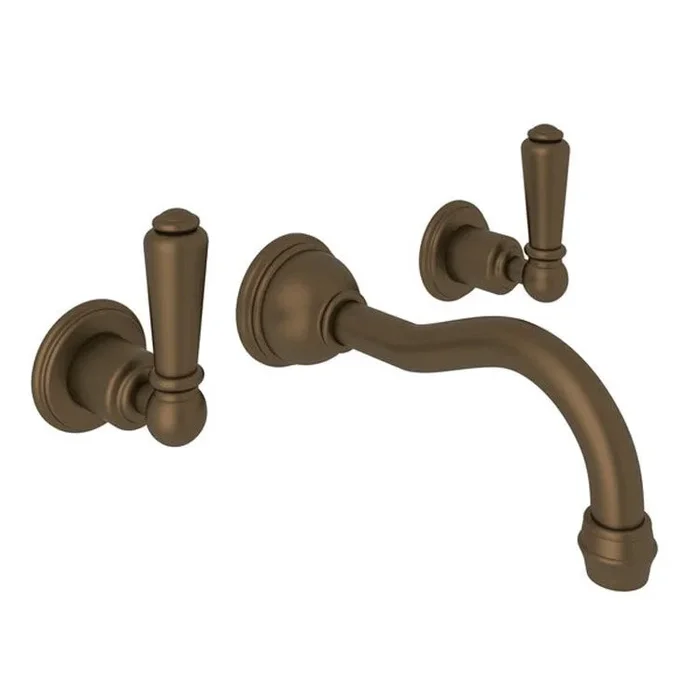 Lavatory Faucet Edwardian Wall Mount 2 Lever English Bronze 1.2 Gallons per Minute Column Spout
