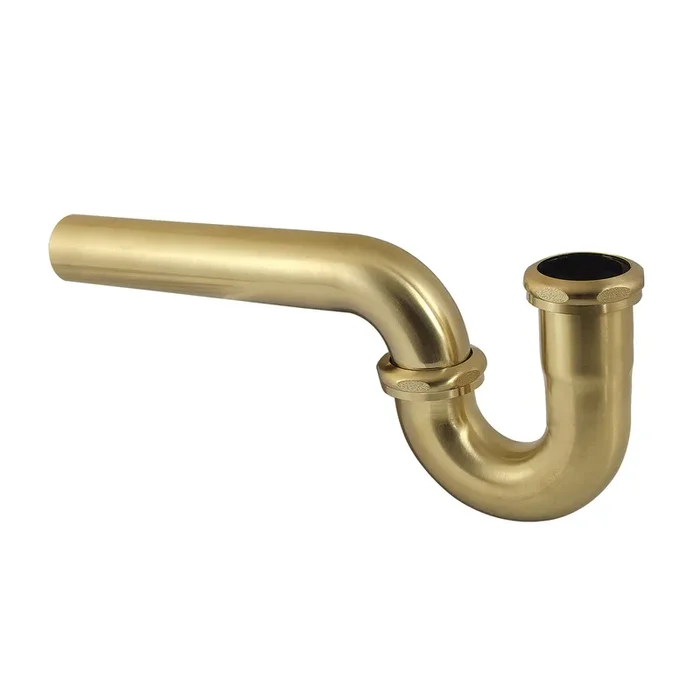 Made To Match CC1247 1-1/4 (or 1-1/2) x 1-1/2 Inch Decor P-Trap without Flange, 13-1/16 Inch Length, 18 Gauge, Brushed Brass