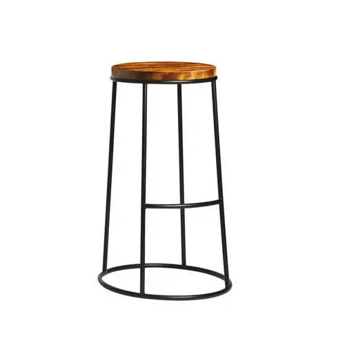 Max 75 High Stool Rustic Aged Wooden Seat Pad Clear Lacquer