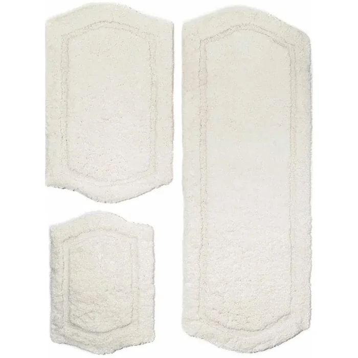 Memory Foam Ivory 22 in. x 60 in., 21 in. x 34 in. and 17 in. x 24 in. 3-Piece Paradise Bath Rug Set