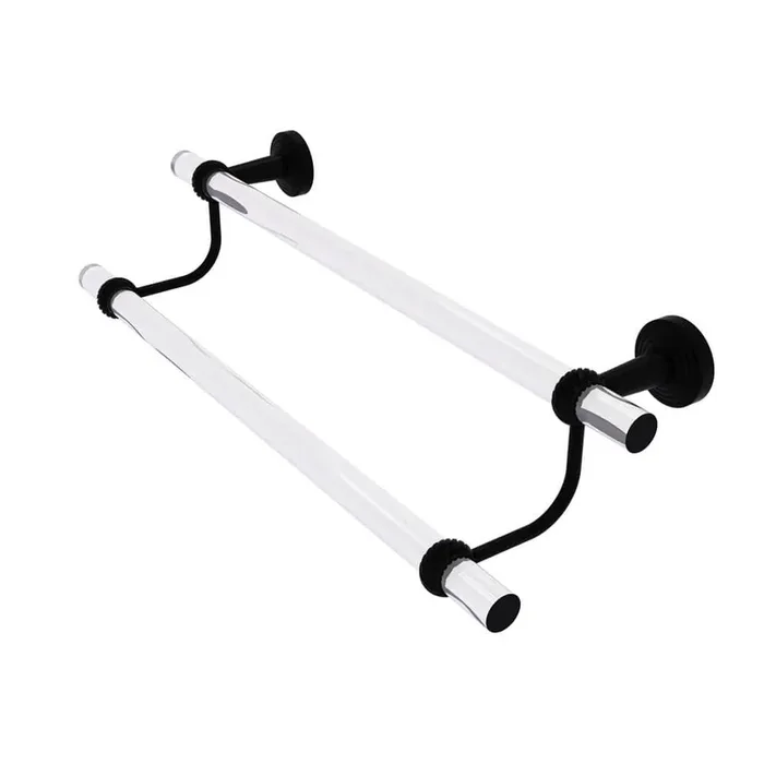 Pacific Beach Collection 24 in. Wall Mounted Double Towel Bar with Twisted Accents in Matte Black