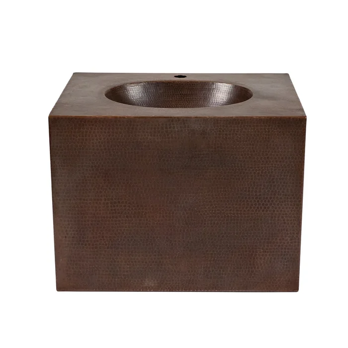 Premier Copper Products 24″ Hand Hammered Copper Wall Mount Vanity with Single Faucet Hole
