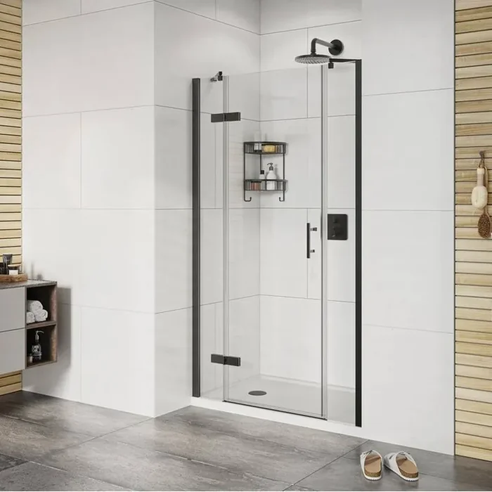 Roman Innov8 Black 1200mm Hinged Shower Door with Two Inline Panels Alcove Fitting