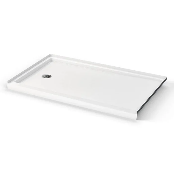 Shower Base Icon Alcove White 60 x 34 Inch AcrylX Left Drain Textured Floor