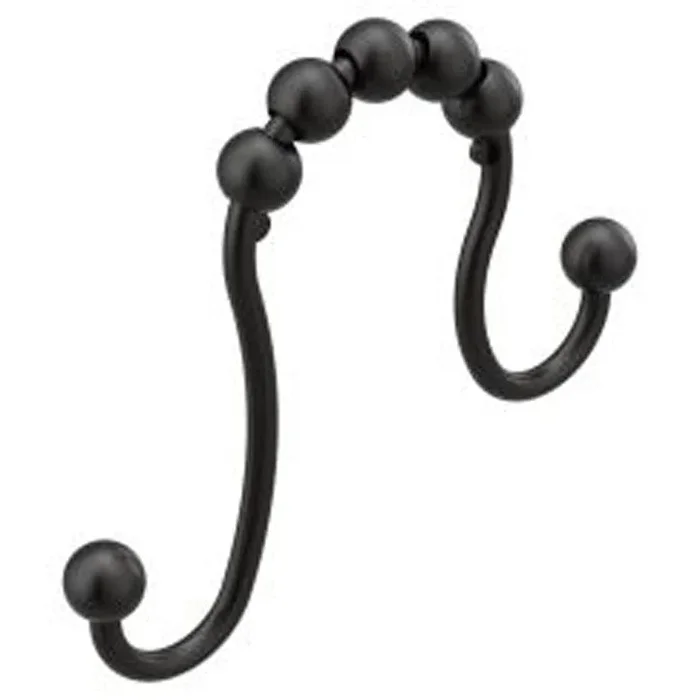 Shower Curtain Ring Set of 12 Double with Rolling Ball Bearings 2-3/4 x 3 Inch Matte Black