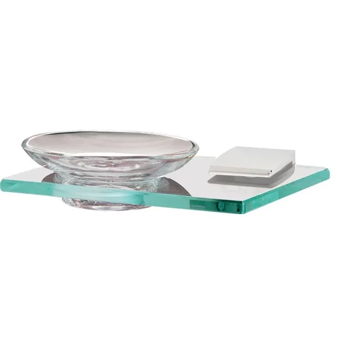 Soap Dish Manhattan Bath Polished Chrome Concealed Wall Mount Glass 4-5/8 x 6-3/4 Inch