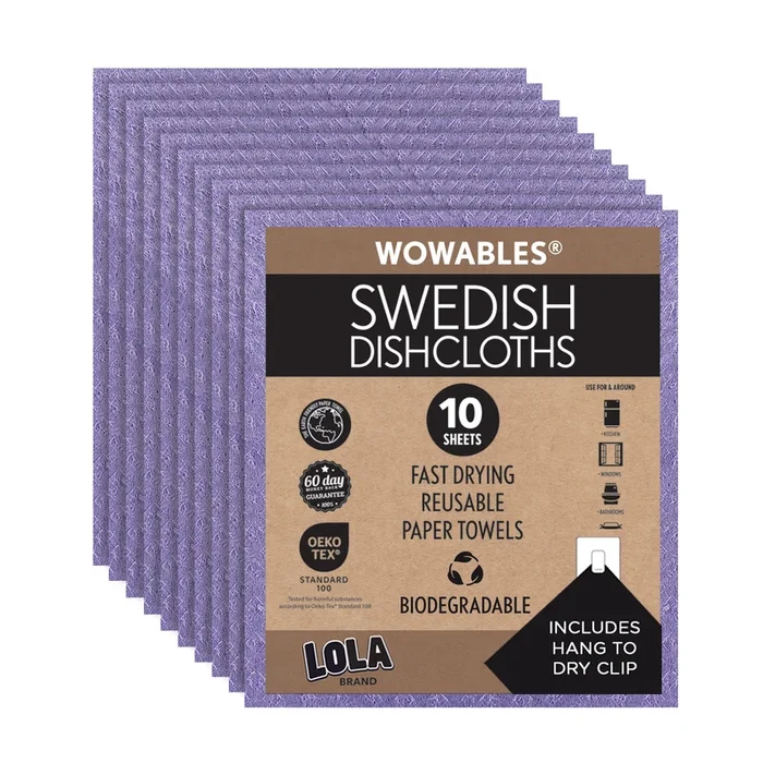 Swedish Dishcloths Biodegradable Reusable Paper Towels 10 Pk WIld Violet – Made in Germany
