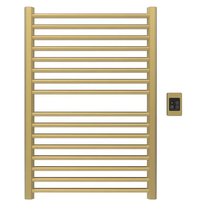 Towel Warmer Sirio 12 Bar Hardwire 751 BTU 29 x 32 Inch Satin Brass 304 Stainless Steel