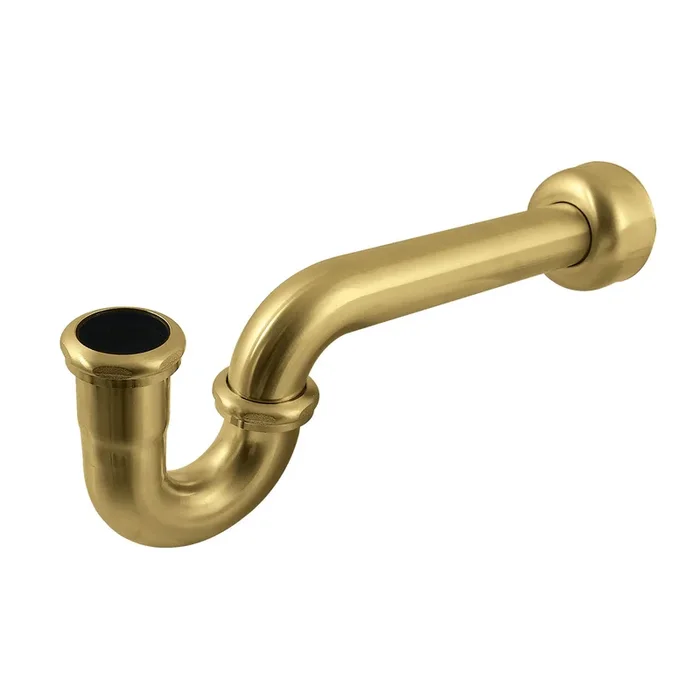 Trimscape CC4247 1-1/4 (or 1-1/2) x 1-1/2 Inch Decor P-Trap with High Box Flange, 13-1/16 Inch Length, 18 Gauge, Brushed Brass