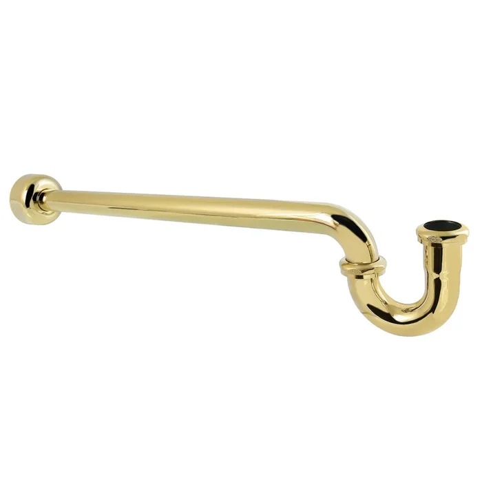 Trimscape CC9242 1-1/4 (or 1-1/2) x 1-1/2 Inch Decor P-Trap with High Box Flange, 24 Inch Length, 18 Gauge, Polished Brass