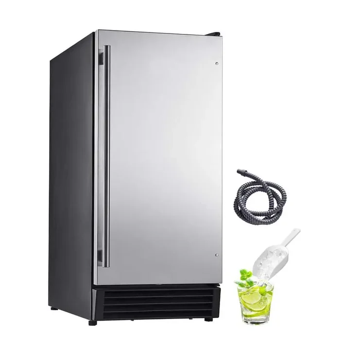 Undercounter Built-in Ice Maker 50 Lbs. /Day Under Counter Ice Maker Machine with Pump Reversible Door Stainless Steel