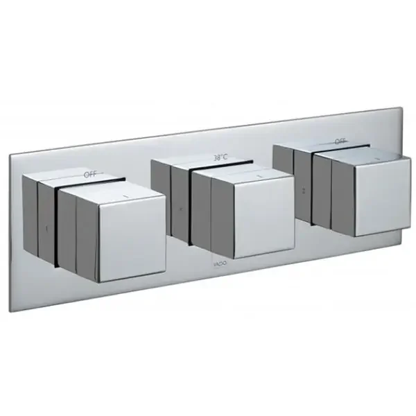 Vado Notion 3 Outlet 3 Handle Horizontal Thermostatic Shower Valve With All Flow Function – Chrome