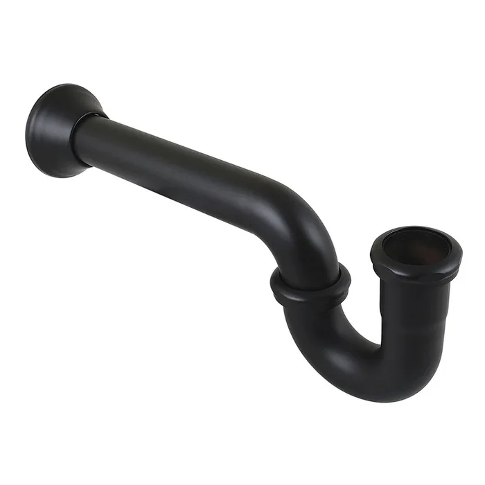 Vintage CC5180MB 1-1/4 Inch Decor P-Trap with Bell Flange, 18 Inch Length, 18 Gauge, Matte Black