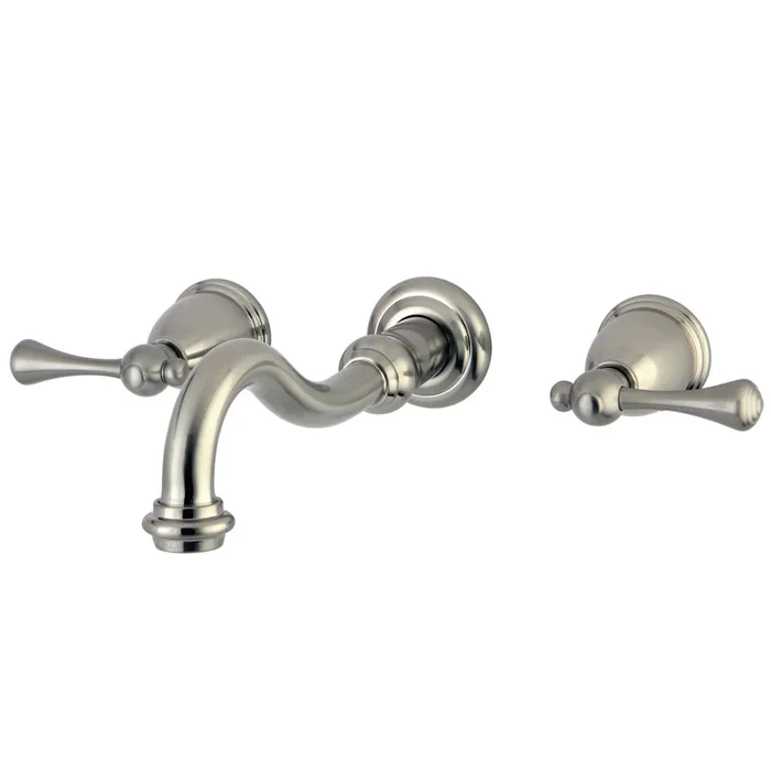 Vintage KS3128BL Double-Handle 3-Hole Wall Mount Bathroom Faucet, Brushed Nickel