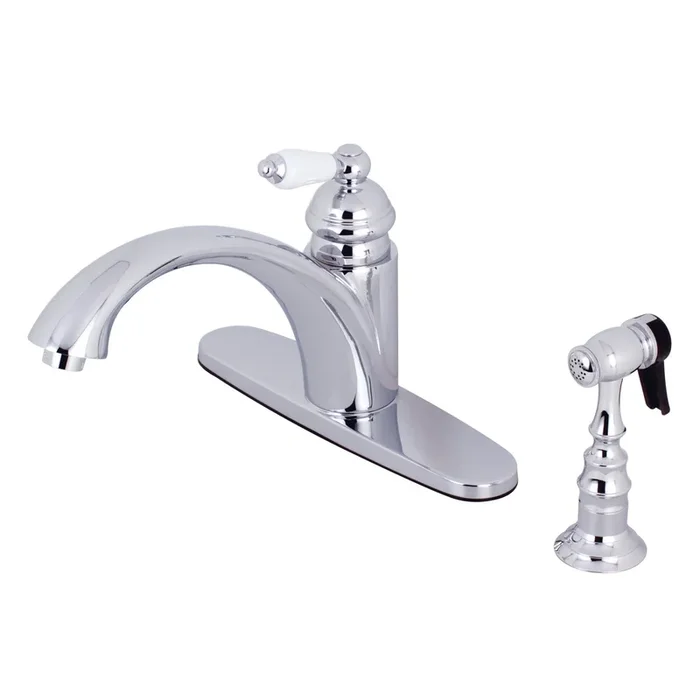 Vintage KS6571PLBS Single-Handle 2-or-4 Hole Kitchen Faucet with Brass Sprayer, Polished Chrome