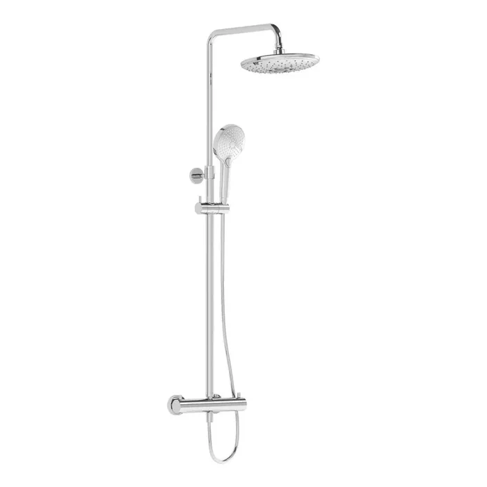 VitrA Aquaheat Bliss 240 Chrome Thermostatic Shower Column and 2F Overhead