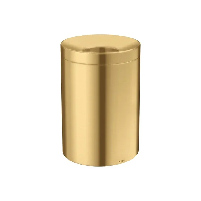 Waste Basket Universal Circular with Lid and Removable Insert 7-1/8 x 10-1/2 Inch Brushed Gold Optic Metal