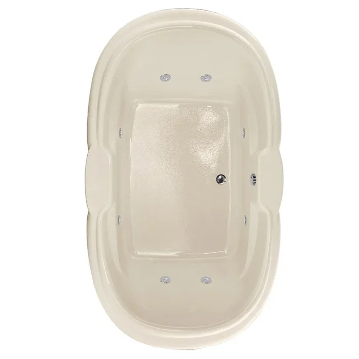 Whirlpool Tub Designer Collection Yvette 72 x 42 x 21 Inch Drop-In Side Center Drain Biscuit Oval