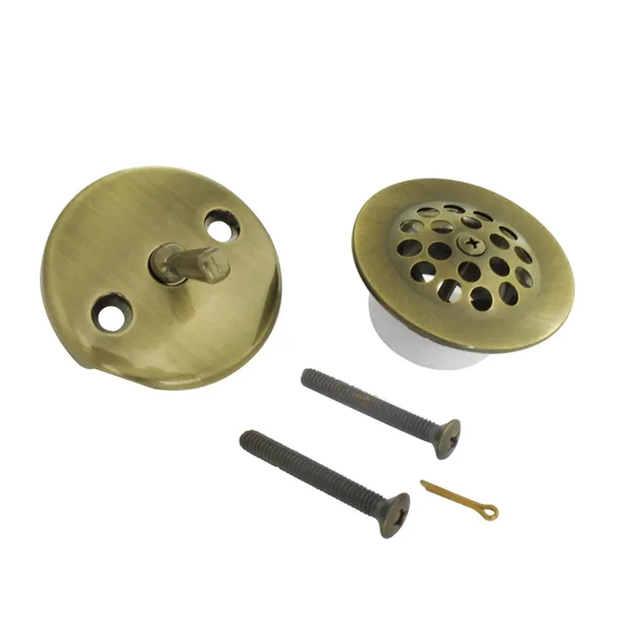 Zinc Alloy Trip Lever Tub Drain Conversion Kit in Antique Brass